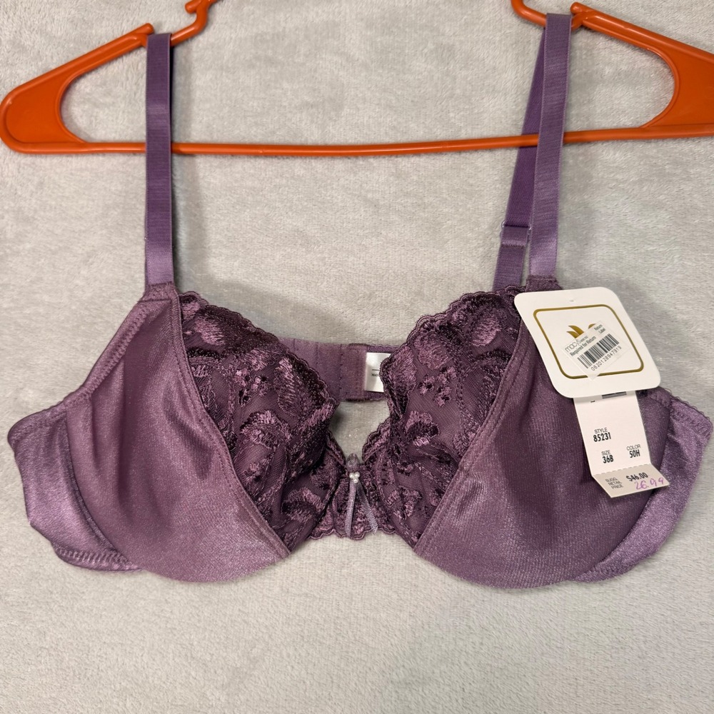 Wacoal Retro Chic Full‎ Figure Underwire Bra Purple Lace 85231 Size 36B